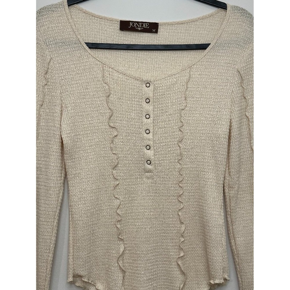 Jondie Cream Waffle-Knit Top - Women's Medium